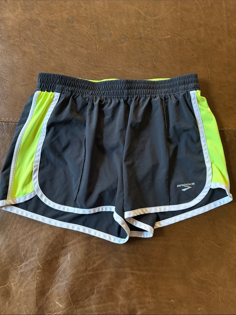 Brooks Women's Black Shorts with Neon Green Panels